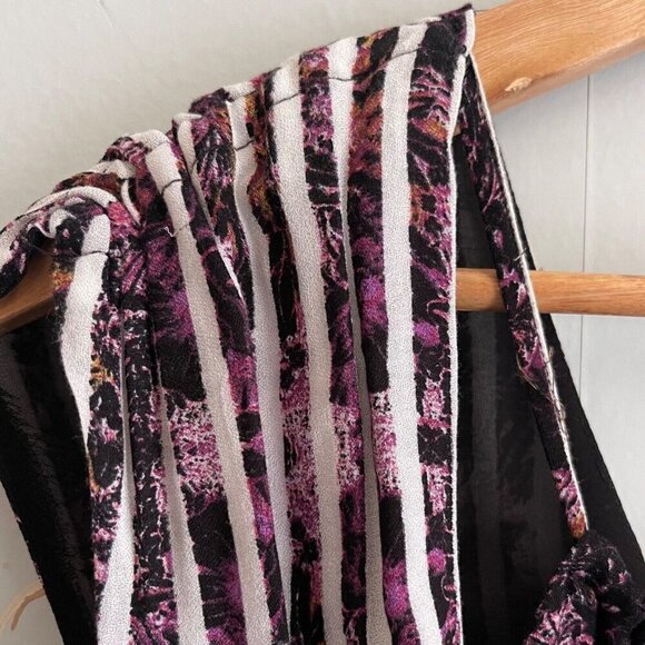 Free People Womens Midi Dress Sz 2 Cut Out Stripe Floral Boho Beachy Mixed Media - Picture 4 of 8